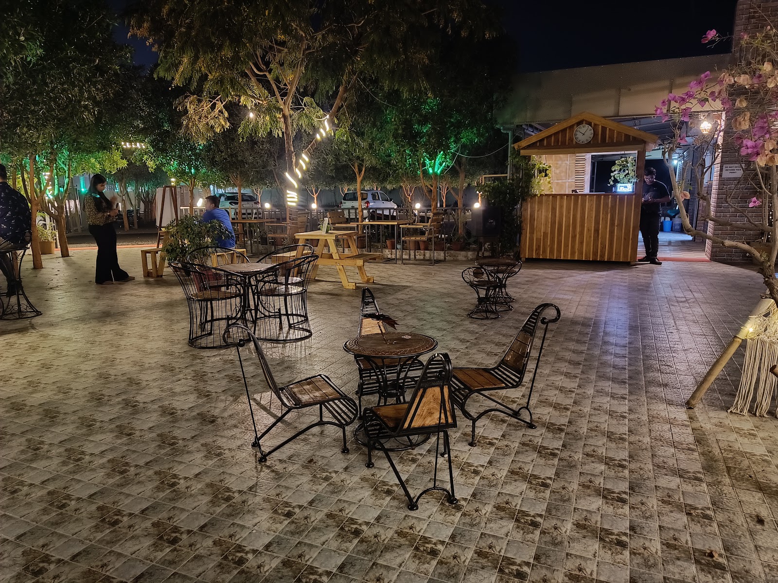 The garden at The Leaf at night